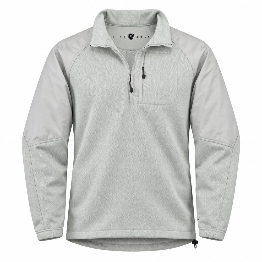Nike Golf Therma FIT Quarter Zip Pullover Mens Medium Beige  Waffle Knit